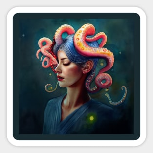 Girl with Octopus Hair Sticker